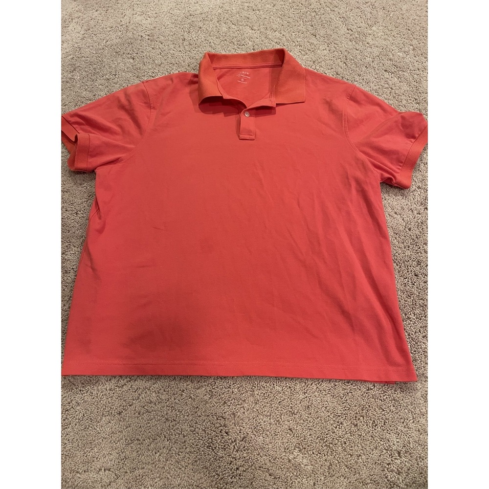 J.Crew Men's Flex Pique Polo Shirt Red Short Sleeve Untucked Fit XL